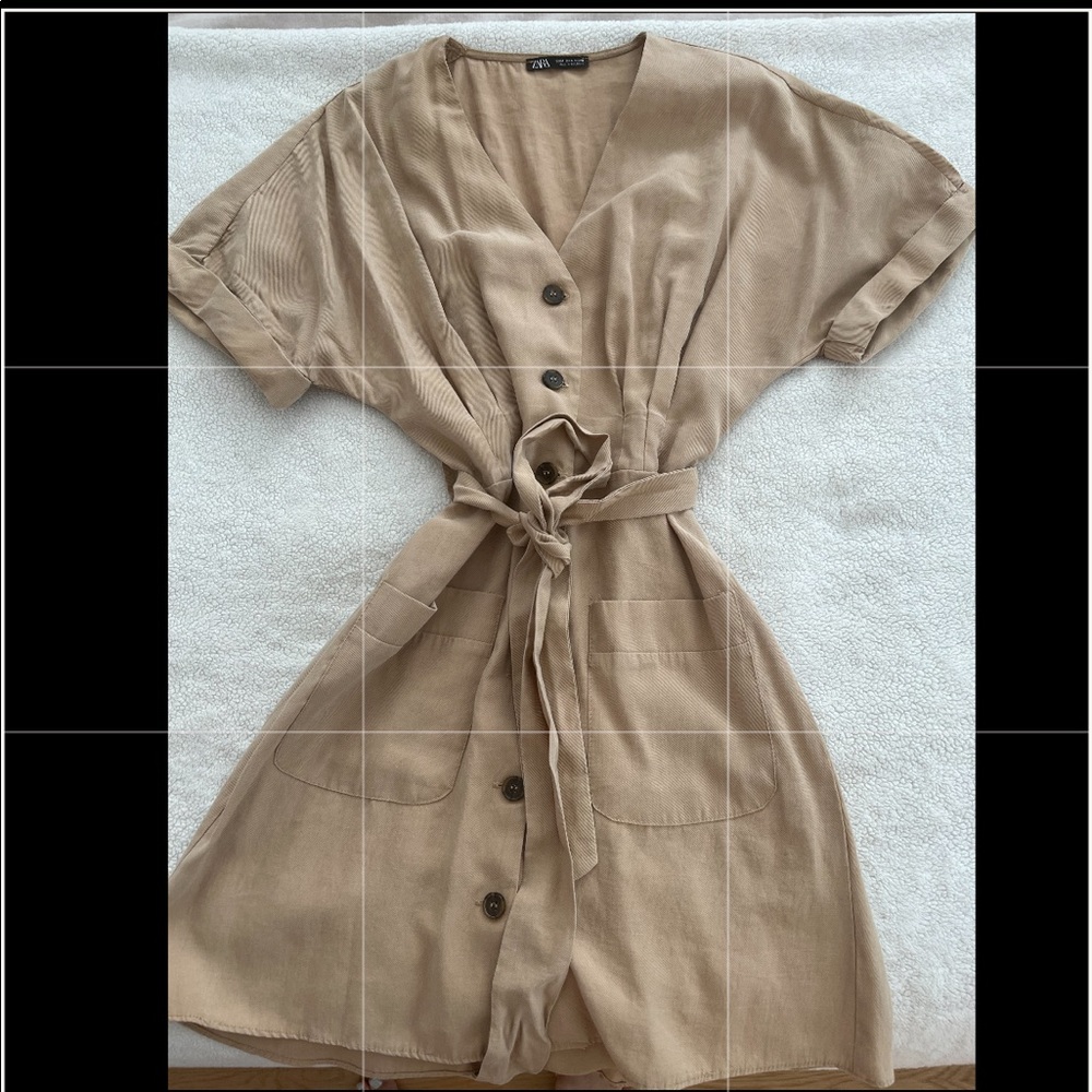 Pre-love tan Zara dress. Perfect for spring and summer!